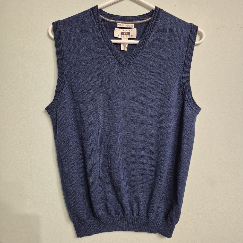 Joseph Abboud Men's Quiet Luxury Preppy Navy Merino Wool Knit Vest Size Medium